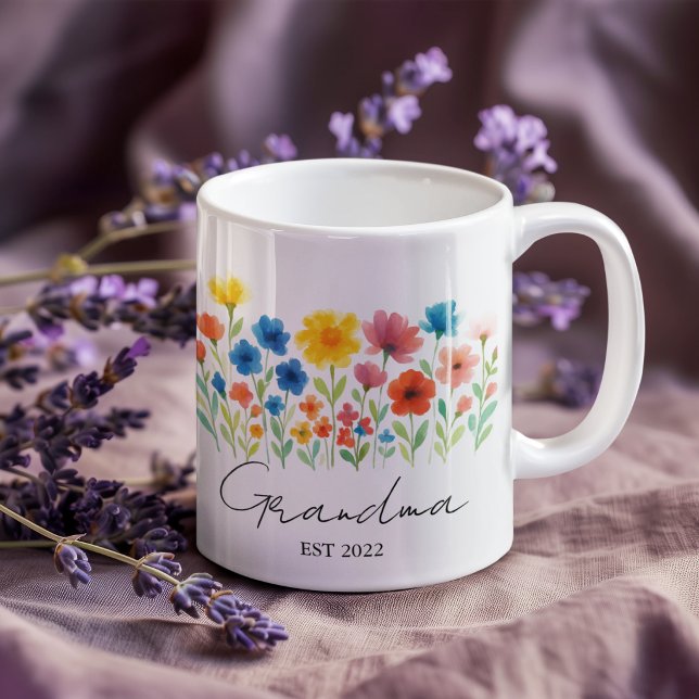 Taza De Café Gigante Abuela Wildflower Mug | Personalizado Est. Año- (Subido por el creador)