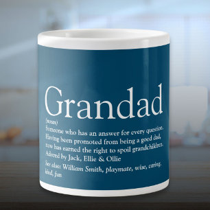 Taza De Café Gigante Abuelo Abuelito Divertido Azul Mejor Definición