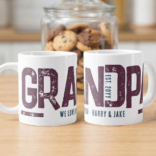 Taza De Café Gigante Abuelo Angustiado Te Amo Año Est Plum Azul