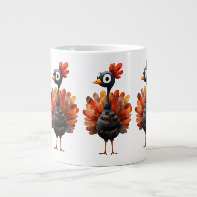 Taza De Café Gigante Acción de Gracias Tema con pavo (Frente)