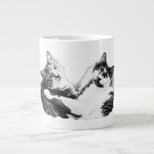 Taza De Café Gigante Acogedor retrato de dos gatos