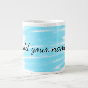 Taza De Café Gigante Acuarela azul agregar nombre texto mensaje aquí la
