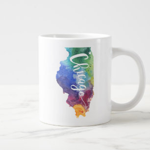 Taza De Café Gigante Acuarela Chicago