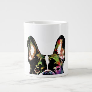 Taza De Café Gigante Acuarela colorida del peekaboo del bulldog francés