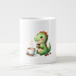 Taza De Café Gigante acuarela Cute Dinosaur T Rex beber café