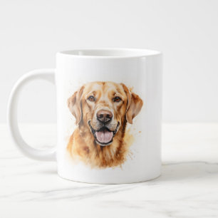 Taza De Café Gigante Acuarela Perro recuperador de labrador dorado