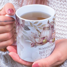 Taza De Café Gigante Acuarela Té de novia Ducha rosa pastel