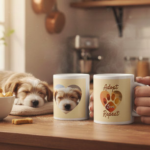 Taza De Café Gigante Adopta Amor Repite Arte de Rescate Terroso