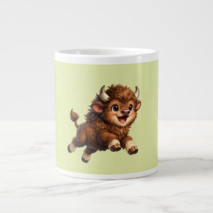 Taza De Café Gigante Adorable Bison Corriendo Juguetonamente con una Al