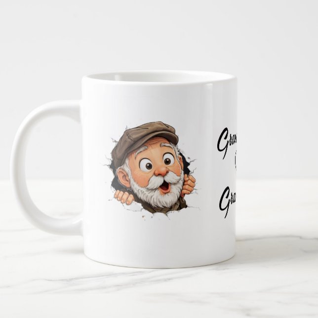 Taza De Café Gigante Adorable Peeking Grandparents Couple Design (Izquierda)