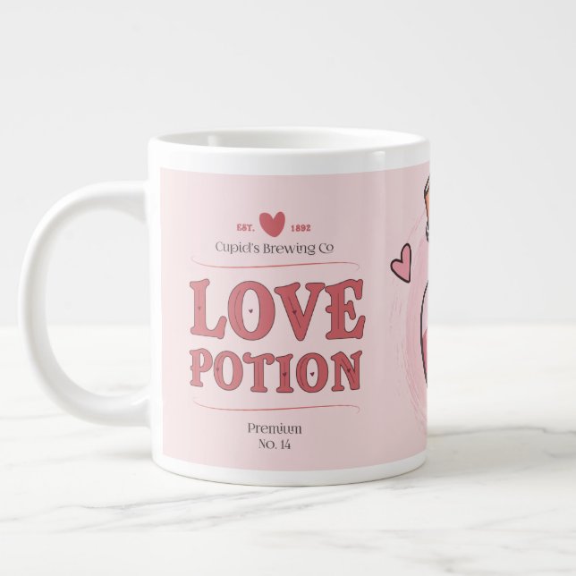 Taza De Café Gigante Adorable San Valentín Rosa Cupido Amor Spell (Izquierda)
