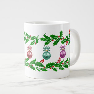 Taza De Café Gigante Adornos de Acebo