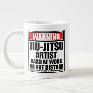 Taza De Café Gigante Advertencia: Artista de Jiu-Jitsu trabajando duro