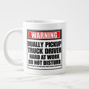 Taza De Café Gigante Advertencia Conductor de Camioneta Dually Trabajan