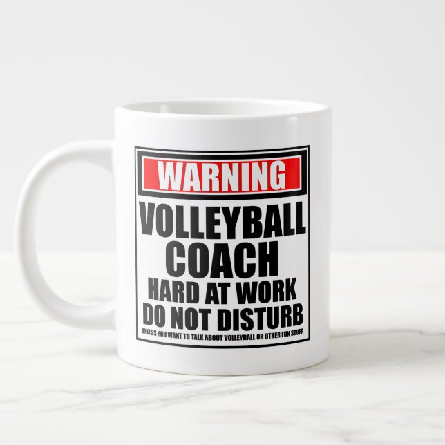 Taza De Café Gigante Advertencia: El entrenador de voleibol trabaja dur (Izquierda)