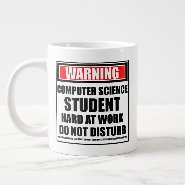 Taza De Café Gigante Advertencia: Estudiante de Ciencias Informáticas t (Izquierda)