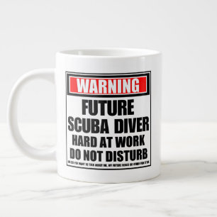 Taza De Café Gigante Advertencia Futuro Buceador Scuba Duro En El Traba