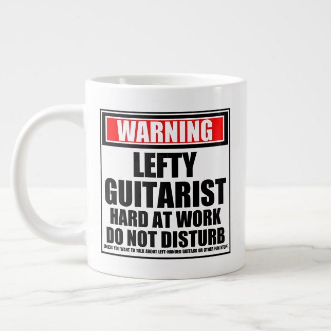 Taza De Café Gigante Advertencia: Los Guitaristas Más Fuertes En El Tra (Izquierda)