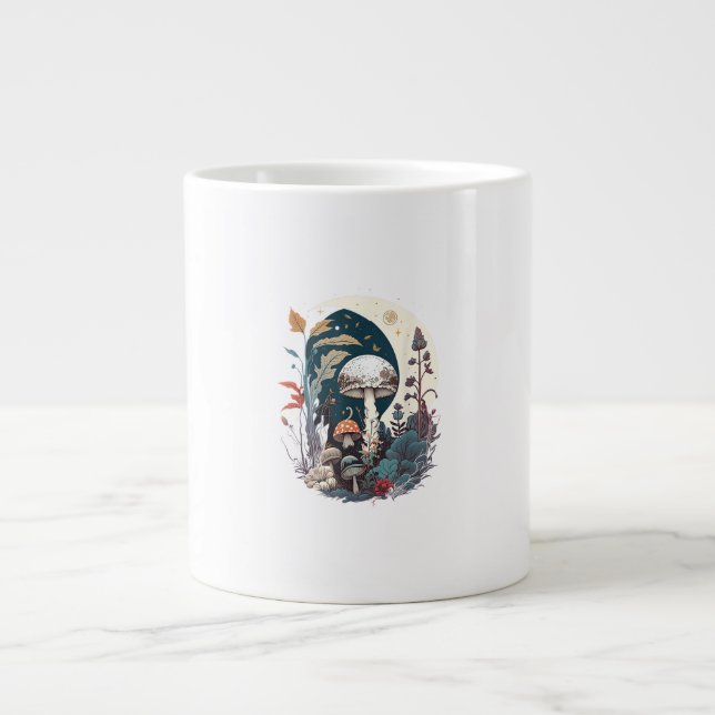 Taza De Café Gigante Aesthetic Goblincore And Cottagecore Mushroom Bota (Frente)