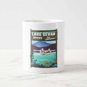 Taza De Café Gigante Afiche de viaje al estilo vintage del lago Sevan A