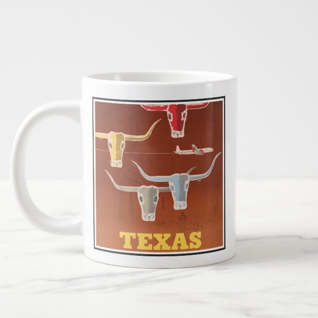 Taza De Café Gigante Afiche De Viaje De American Airlines A Texas (Izquierda)