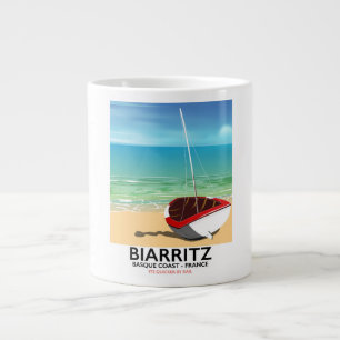 Taza De Café Gigante Afiche de viaje de Biarritz France Beach