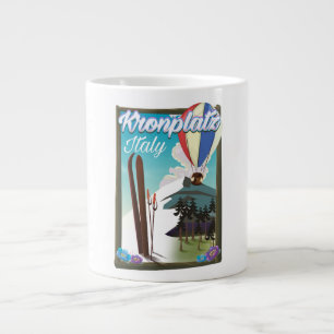 Taza De Café Gigante Afiche de viaje de esquí de Kronplatz Italia