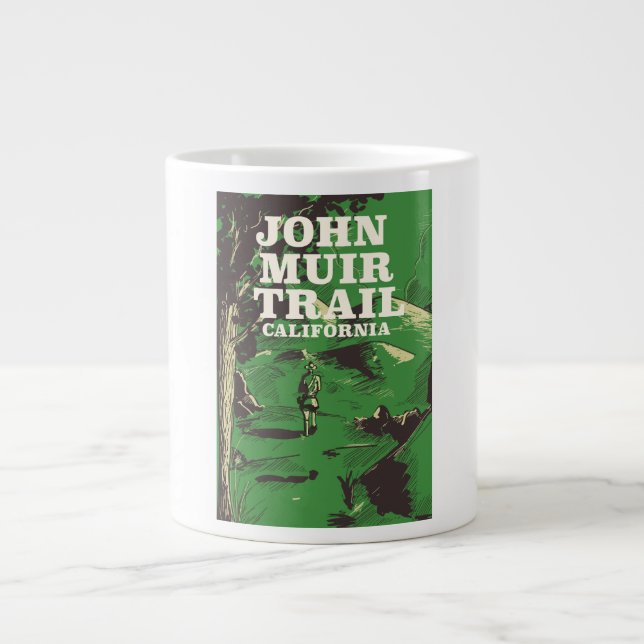 Taza De Café Gigante Afiche de viaje de John Muir Trail California. (Frente)