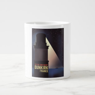 Taza De Café Gigante Afiche de viaje del faro Dunkerque.
