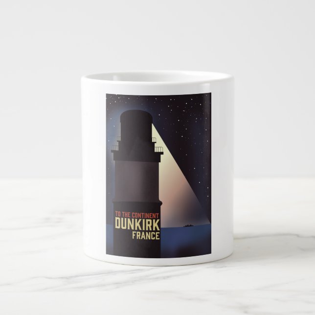 Taza De Café Gigante Afiche de viaje del faro Dunkerque. (Frente)