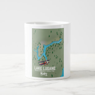 Taza De Café Gigante Afiche de viaje del lago Lugano Italia - Suiza