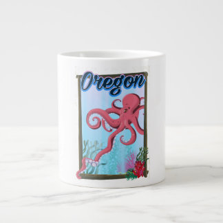Taza De Café Gigante Afiche de viaje del pulpo de Oregón.