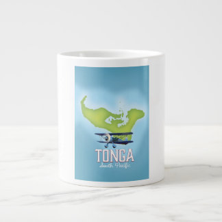 Taza De Café Gigante Afiche de viaje del vuelo del mapa de Tonga