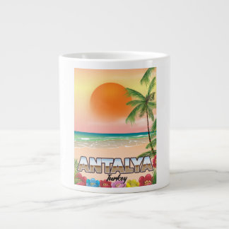 Taza De Café Gigante Afiche de viaje en la playa de Antalya Turkey