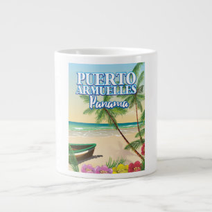 Taza De Café Gigante Afiche de viaje en la playa de Panamá de Puerto Ri