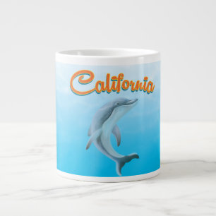 Taza De Café Gigante Afiche de viaje para delfines de California