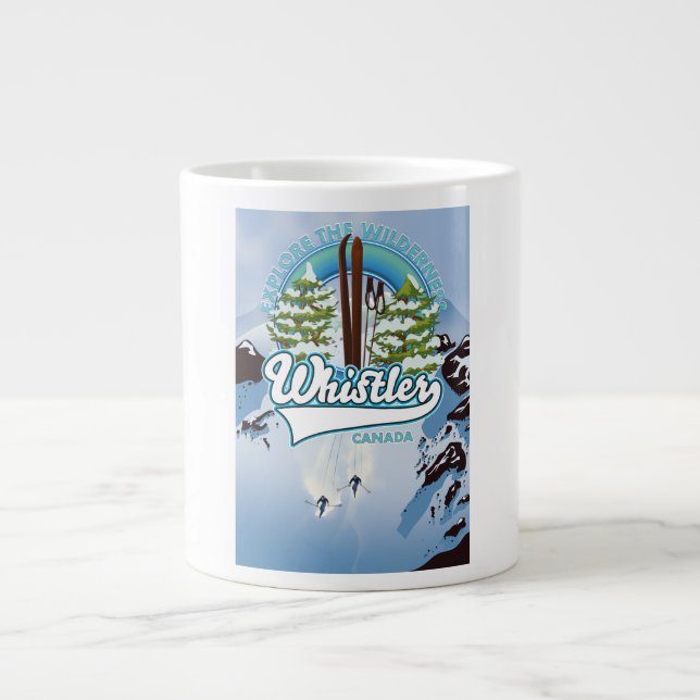 Taza De Café Gigante afiche de viaje para esquiar de whistler Canada. (Frente)