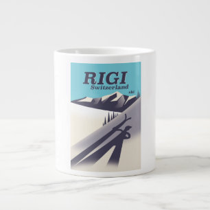 Taza De Café Gigante Afiche de viaje para esquiar Rigi Suiza