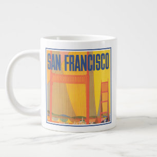 Taza De Café Gigante Afiche De Viaje Para Volar Dos Veces A San Francis