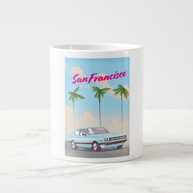 Taza De Café Gigante Afiche de viaje tropical de San Francisco Californ (Frente)