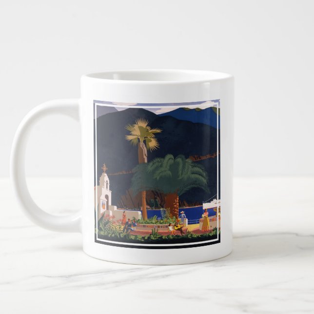 Taza De Café Gigante Afiche de viajes - Isla Santa Catalina, California (Izquierda)