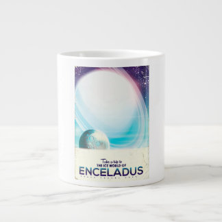 Taza De Café Gigante Afiche vintage de viaje espacial Enceladus