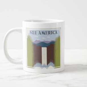 Taza De Café Gigante Afiche Vintage Que Promueve Viajes A Parques Nacio