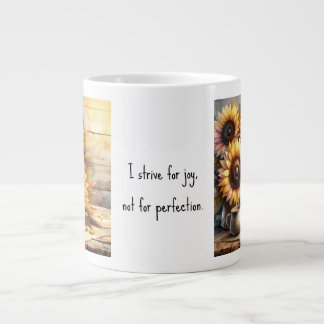 Taza De Café Gigante Afirmación positiva Girasoles Arte Acuarela
