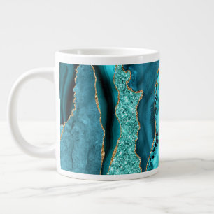 Taza De Café Gigante Agate Verde azulado Blue Gold Aqua Turquoise Coffe