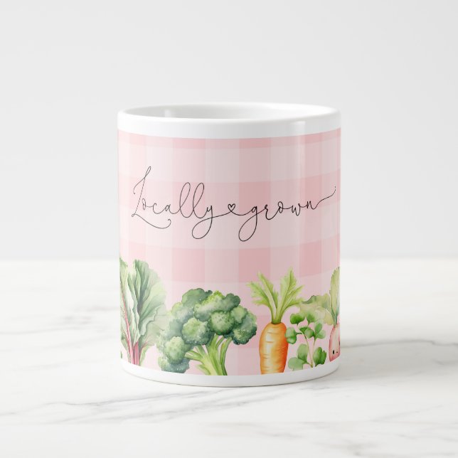 Taza De Café Gigante Agricultores cultivados localmente comercializan d (Frente)