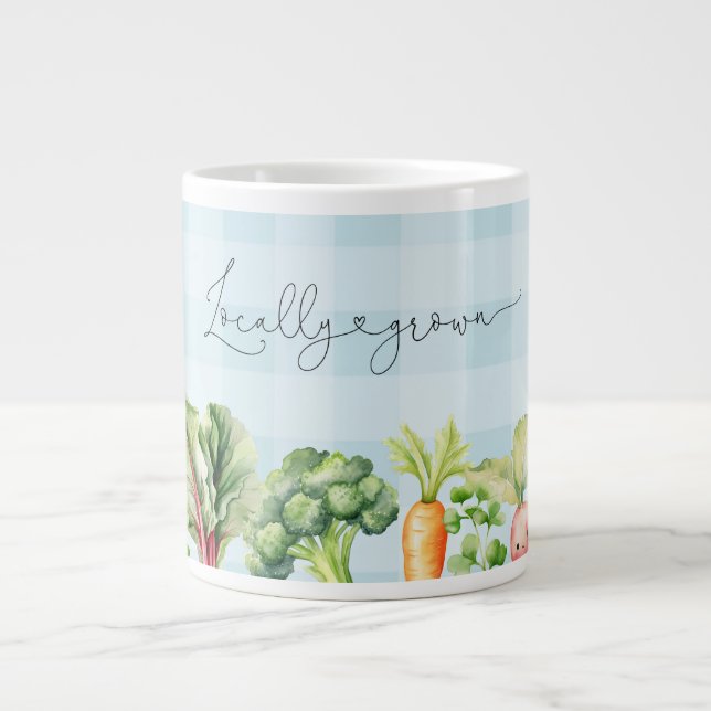 Taza De Café Gigante Agricultores cultivados localmente comercializan d (Frente)