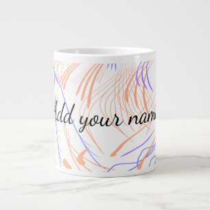 Taza De Café Gigante agua abstracta de color naranja morado texto añadi