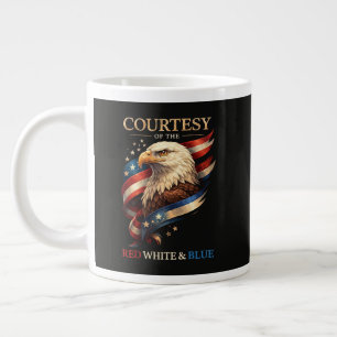 Taza De Café Gigante Águila Patriótica Roja Blanca y Azul Vintage