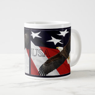 Taza De Café Gigante Águila y bandera estadounidense